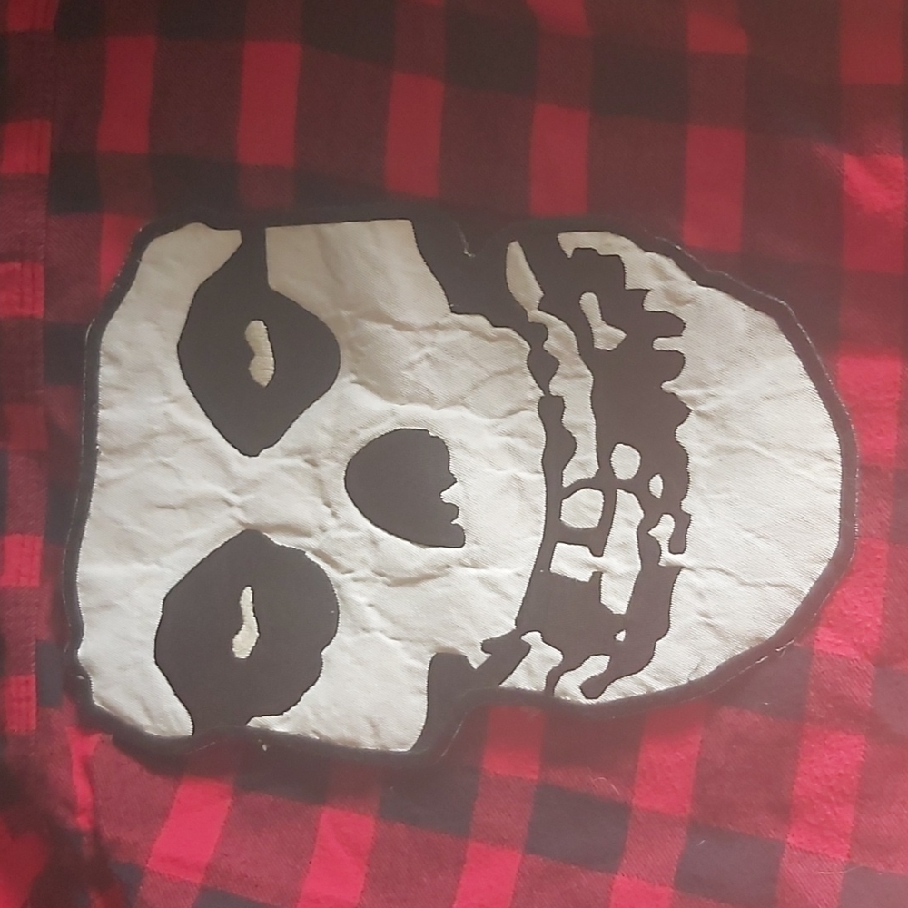 7-8 Kids Punk Misfits Goth Skater Cotton Flannel Button Up Shirt